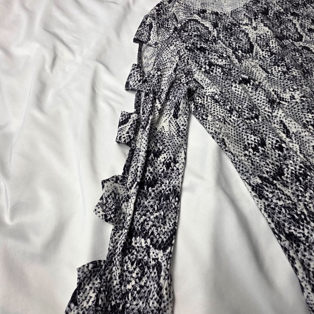 Anne Klein Snakeskin Print Ruffle Sleeve Blouse - Picture 2 of 8
